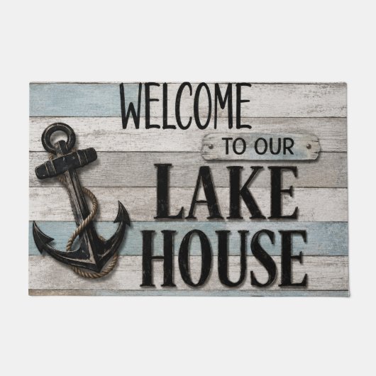 Rustic Lake House Anchor Nautical Coastal Fußmatte (Vorderseite)