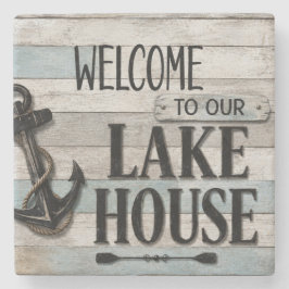 Rustic Lake House Anchor Nautical Coastal Steinuntersetzer