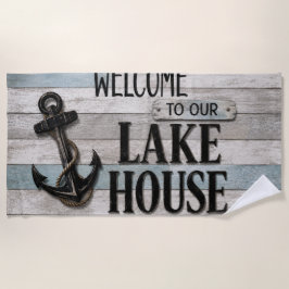 Rustic Lake House Anchor Nautical Coastal Strandtuch