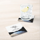 ©Rustic Lake Reflections Gastgeschenk Hochzeit am  Rechteckiger Pappuntersetzer (Vor Ort)