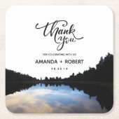 ©Rustic Lake Reflections Gastgeschenk Hochzeit am  Rechteckiger Pappuntersetzer (Vorderseite)