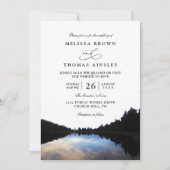 Rustic Lake Reflections Lakeside QR Code Wedding Einladung (Vorderseite)