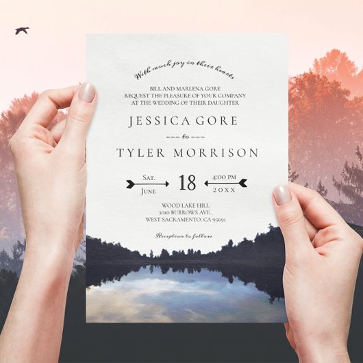 ©Rustic Lake Reflections Lakeside Wedding Einladung