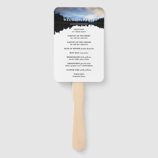©Rustic Lake Reflections Lakeside Wedding Hand Fan Fächer (Rückseite)