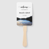 ©Rustic Lake Reflections Lakeside Wedding Hand Fan Fächer (Vorderseite)
