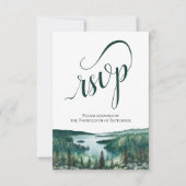Rustic Lake Tahoe Elegant Script Wedding RSVP Karte (Vorderseite)