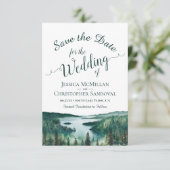 Rustic Lake Tahoe Watercolor Destination Wedding Save The Date (Stehend Vorderseite)