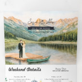 Rustic Lakeside Mountain | Illustrated Wedding Dreifach Gefaltete Einladung (Innen Erste Seite)
