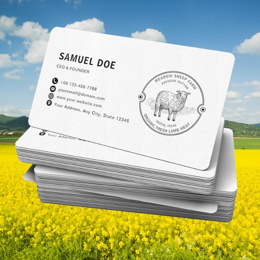 Rustic Lamb Schaf Farm LOGO QR Code Visitenkarte