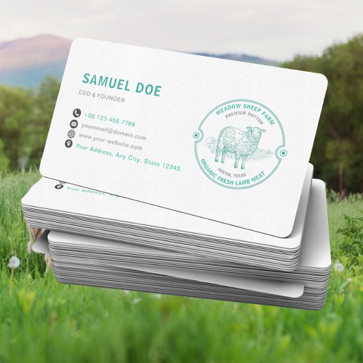 Rustic Lamb Sheep Farm LOGO QR Code Green Visitenkarte