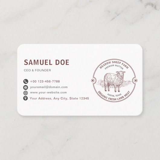 Rustic Lamb Sheep Farm LOGO QR Code Red Visitenkarte (Vorderseite)