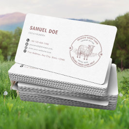 Rustic Lamb Sheep Farm LOGO QR Code Red Visitenkarte