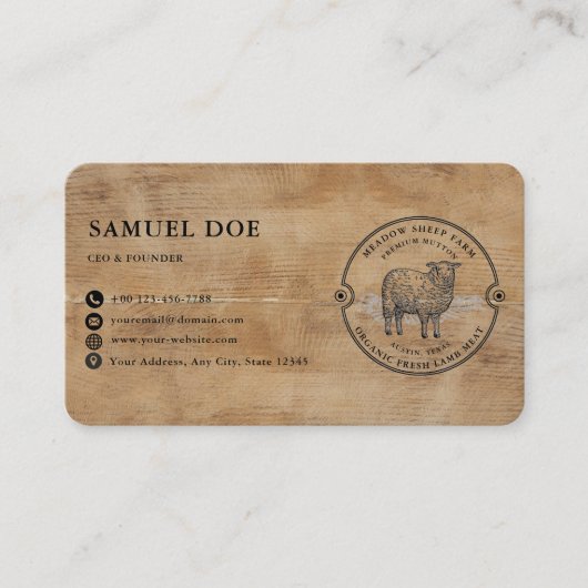 Rustic Lamb Sheep Farm LOGO QR Code  Visitenkarte (Vorderseite)