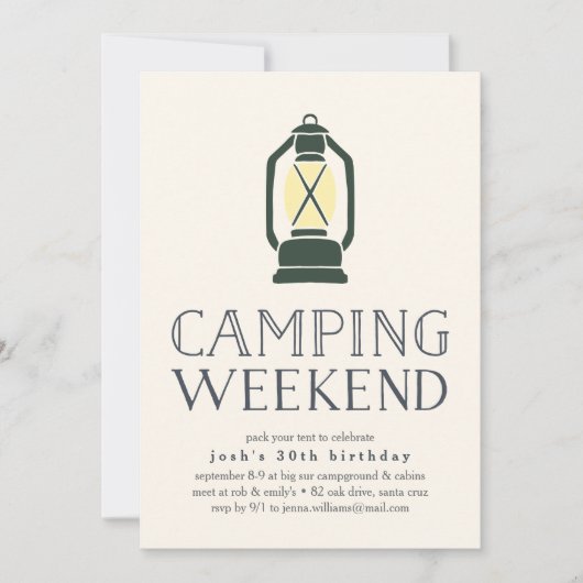 Rustic Lantern Camping Wochenende Einladung (Vorderseite)