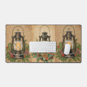 Rustic lantern Christmas holly pine festive winter Schreibtischunterlage (Tastatur & Maus)