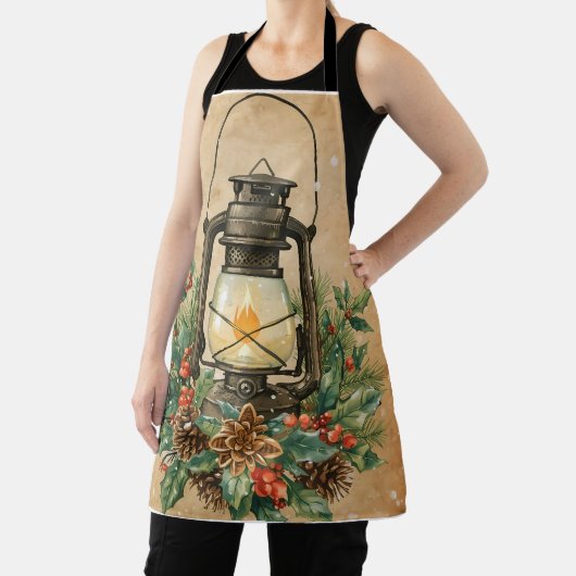 Rustic lantern christmas holly pine festive winter schürze (InSitu)