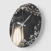 Rustic Lantern Light & Baby's Breath Floral Große Wanduhr (Winkel)