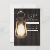 Rustic Lantern Lights Barn Wood Wedding RSVP (Vorderseite)