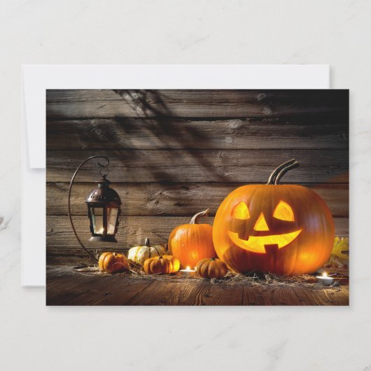 Rustic Lantern Pumpkin Familie Halloween Fotokarte Karte (Rückseite)