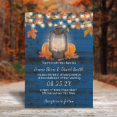 Rustic Lantern & Pumpkins Navy Blue Hochzeit im He Einladung