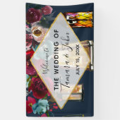 Rustic Lanterns Navy Burgundy Merlot Wedding Banner (Vertikal)