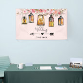 Rustic Lanterns Rose Gold Wedding Direction Banner (Messeveranstaltung)