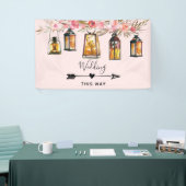 Rustic Lanterns Rose Gold Wedding Direction Banner (Messeveranstaltung)