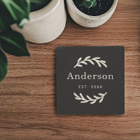 Rustic Laurel Branch Wreath Nachname Monogram