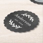 Rustic Laurel Branch Wreath Nachname Monogram Untersetzer (angewinkelt)