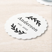 Rustic Laurel Branch Wreath Nachname Monogram Untersetzer (angewinkelt)