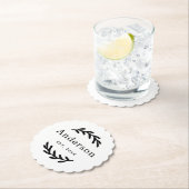 Rustic Laurel Branch Wreath Nachname Monogram Untersetzer (Vor Ort)