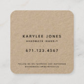 Rustic Laurel Leaf Handmade Script Quadratische Visitenkarte (Rückseite)