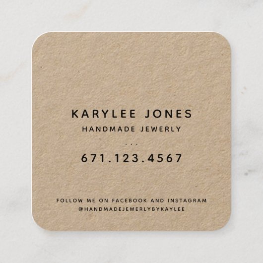 Rustic Laurel Leaf Handmade Script Quadratische Visitenkarte (Rückseite)