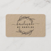 Rustic Laurel Leaf Handmade Script Visitenkarte (Vorderseite)