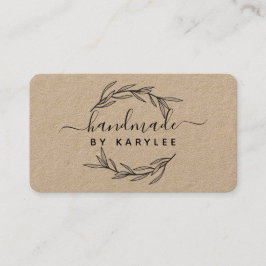 Rustic Laurel Leaf Handmade Script Visitenkarte