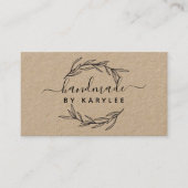 Rustic Laurel Leaf Handmade Script Visitenkarte (Vorderseite)