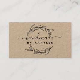 Rustic Laurel Leaf Handmade Script Visitenkarte