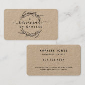 Rustic Laurel Leaf Handmade Script Visitenkarte (Vorne/Hinten)