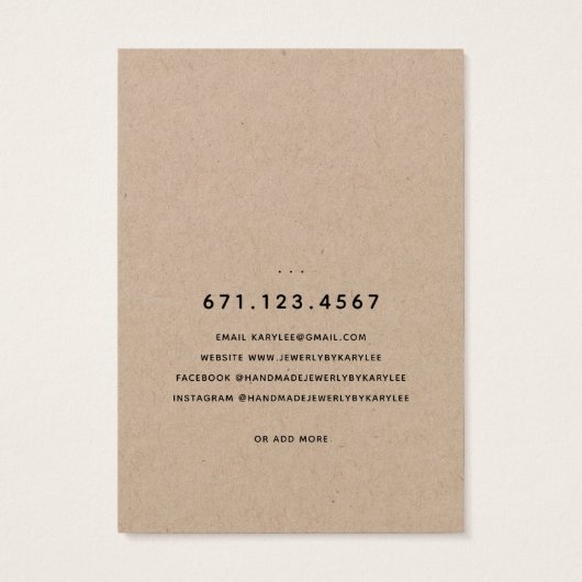 Rustic Laurel Leaf Jewelier Earring Display Card (Rückseite)