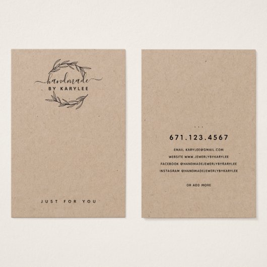 Rustic Laurel Leaf Jewelier Earring Display Card (Vorne & Hinten)