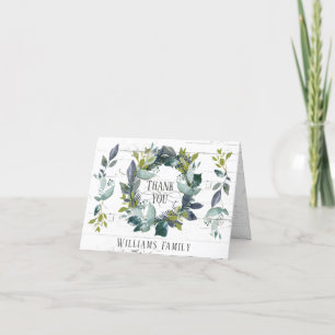 Rustic Laurel Wreath Aquarellfarbe Name Dankeskarte