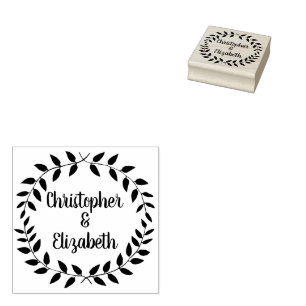 Rustic Laurel Wreath Einfacher Name des Hochzeit Gummistempel