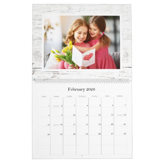 Rustic Laurel Wreath Greenery Custom 2024 Foto Kalender (Feb 2026)