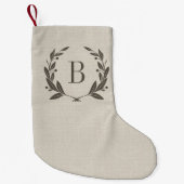 Rustic Laurel Wreath Monogram Kleiner Weihnachtsstrumpf (Vorderseite)
