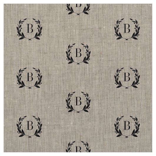 Rustic Laurel Wreath Monogram Stoff (Muster)