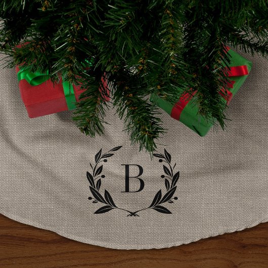 Rustic Laurel Wreath Monogram Tree Skirt Polyester Weihnachtsbaumdecke