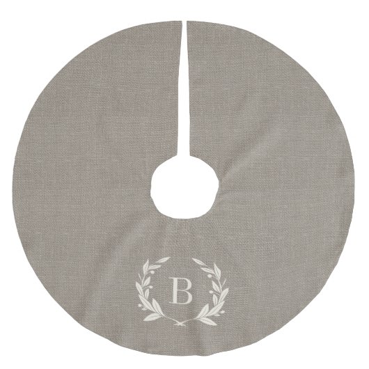 Rustic Laurel Wreath Monogram Tree Skirt Polyester Weihnachtsbaumdecke (Vorderseite)