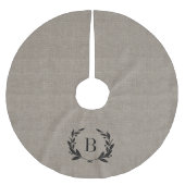 Rustic Laurel Wreath Monogram Tree Skirt Polyester Weihnachtsbaumdecke (Vorderseite)