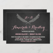 Rustic Laurel Wreath Monogram Weditation Einladung (Vorne/Hinten)