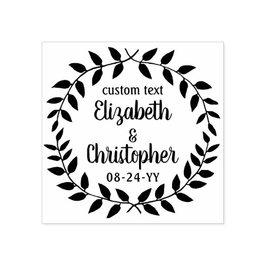Rustic Laurel Wreath Simple Country Wedding Script Gummistempel (Prägung)